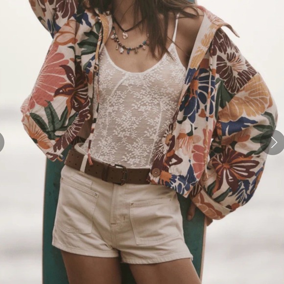 Free People We The Free Soleil Beach Jacket L Women's Floral Oversized 44870 - Picture 6 of 6